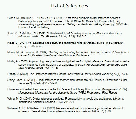 List of References